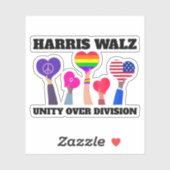 Eenheid over divisie Kamala Harris Tim Walz Sticker (Vel)