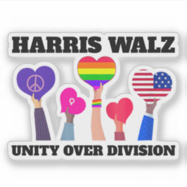 Eenheid over divisie Kamala Harris Tim Walz Sticker