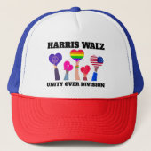 Eenheid over divisie Kamala Harris Tim Walz Trucker Pet (Voorkant)