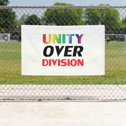 Eenheid over divisie, rood, wit, lgbtq lgbt pride spandoek (Insitu)