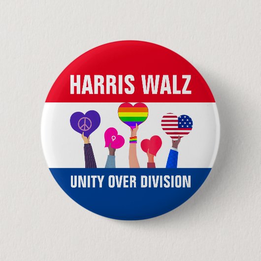 Eenheid over Division Harris Walz Tim Walz Red Blu Ronde Button 5,7 Cm (Voorkant)