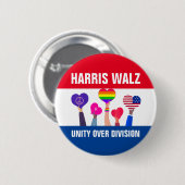 Eenheid over Division Harris Walz Tim Walz Red Blu Ronde Button 5,7 Cm (Voorkant /achterkant)