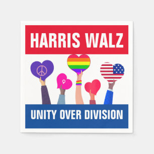 Eenheid over Division Harris Walz Tim Walz Red Blu Servet