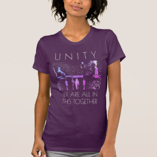 "Eenheid, samen" Inspiratie Magenta Blauw Wit T-shirt
