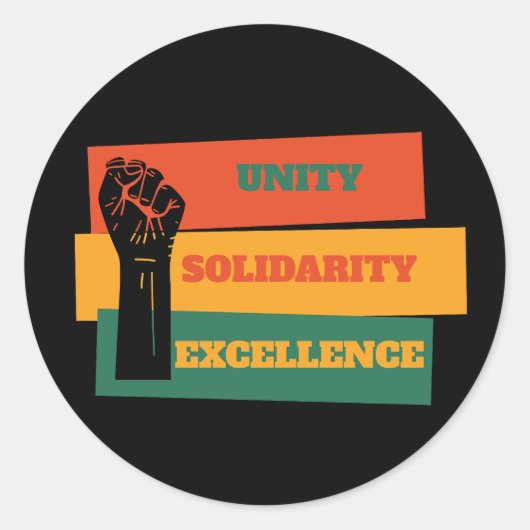 Eenheid, solidariteit, uitmuntendheid Zwarte Gesch Ronde Sticker (Voorkant)
