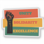 Eenheid, solidariteit, uitmuntendheid Zwarte Gesch Sticker (Voorkant)