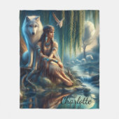 Eenheid van een Indiaan en haar wolf Fleece Deken (Voorkant)