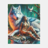 Eenheid van Indianen en majestueuze wolven Fleece Deken (Voorkant)