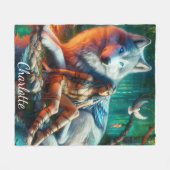 Eenheid van Indianen en majestueuze wolven Fleece Deken (Voorkant (Horizontaal))