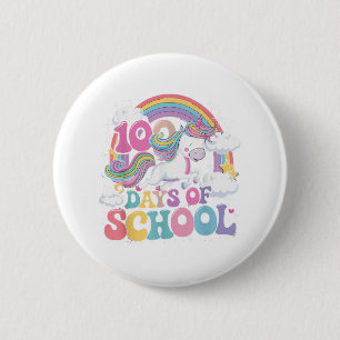 Eenhoorn 100 dagen school 100e dag schoolthee ronde button 5,7 cm