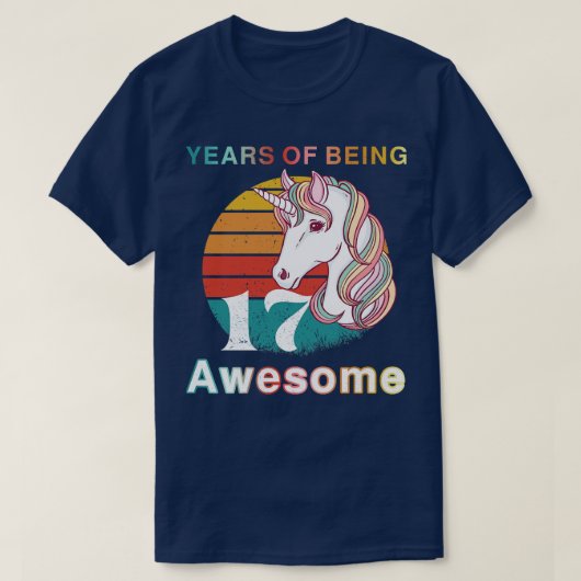  eenhoorn 17 jaar Geweldige 17e geboorte T-shirt (Design voorkant)