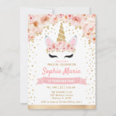 Eenhoorn 1e Verjaardag - Gold Pink Kaart (Voorkant)