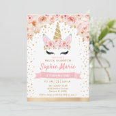 Eenhoorn 1e Verjaardag - Gold Pink Kaart (Staand voorkant)