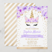 Eenhoorn 1e Verjaardag - Gouden Paarse Kaart (Voorkant / Achterkant)