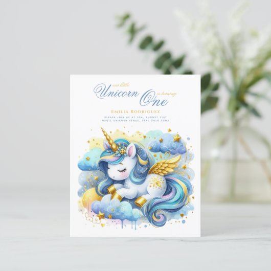 Eenhoorn 1e Verjaardag (of EDIT AGE) Blauwgroen Go (Staand voorkant)