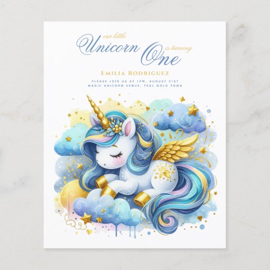 Eenhoorn 1e Verjaardag (of EDIT AGE) Blauwgroen Go (Voorkant)