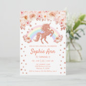 Eenhoorn 1e Verjaardag - Roos Gold Pink Kaart (Staand voorkant)