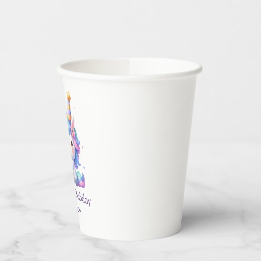 Eenhoorn 1e Verjaardagsfeest Meisjes Roze Paarse B Papieren Bekers (Links)