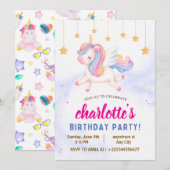 eenhoorn 1e verjaardagsfeestje kaart (Voorkant / Achterkant)