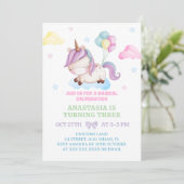 Eenhoorn 3e verjaardag Magisch feest Kaart (Staand voorkant)