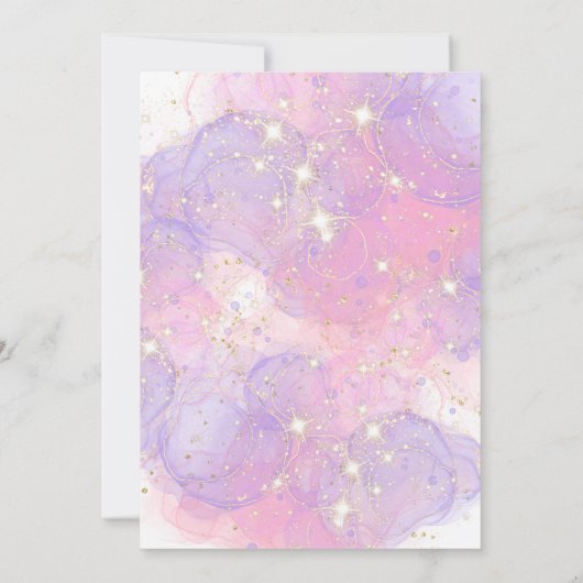 Eenhoorn 4e Verjaardag Nodig Meisje Paarse & Goud  Kaart (Achterkant)