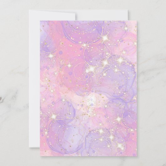 Eenhoorn 4e Verjaardags Meisje Roze Paarse Glitter Kaart (Achterkant)