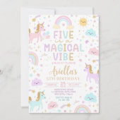 Eenhoorn 5e verjaardag uitnodiging, vijf is een ma kaart (Voorkant)