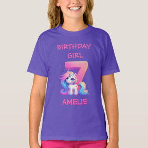 Eenhoorn 6e verjaardag meisje T-shirt – Aangepaste