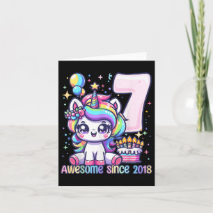 Eenhoorn 7e Verjaardag 7 Jaar Oude Eenhoorn Party Kaart