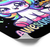 Eenhoorn 7e Verjaardag 7 Jaar Oude Eenhoorn Party Poster (Hoek)