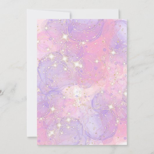 Eenhoorn 8e Verjaardag Invite Meisje Roze Goud Sch Kaart (Achterkant)