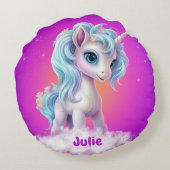 Eenhoorn aangepaste naam rond kussen (Achterkant)