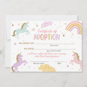 Eenhoorn Adoption Magische Verjaardag Certificaat Kaart (Voorkant)