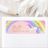 Eenhoorn Adresetiketten | Magisch roze & goud Etiket (Insitu)