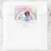 Eenhoorn Afrikaanse Prinses Verjaardag Dank u Favo Vierkante Sticker (Tas)