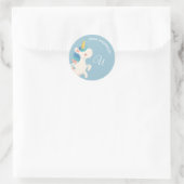 Eenhoorn · Alfabet Monogram Schattigee School kind Ronde Sticker (Tas)