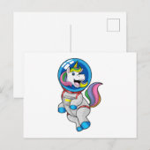 Eenhoorn als astronaut in de ruimte briefkaart (Voorkant / Achterkant)