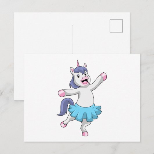Eenhoorn als ballerina bij ballet briefkaart (Voorkant / Achterkant)
