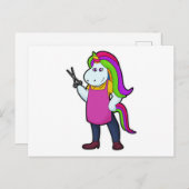 Eenhoorn als kapper met schaar briefkaart (Voorkant / Achterkant)