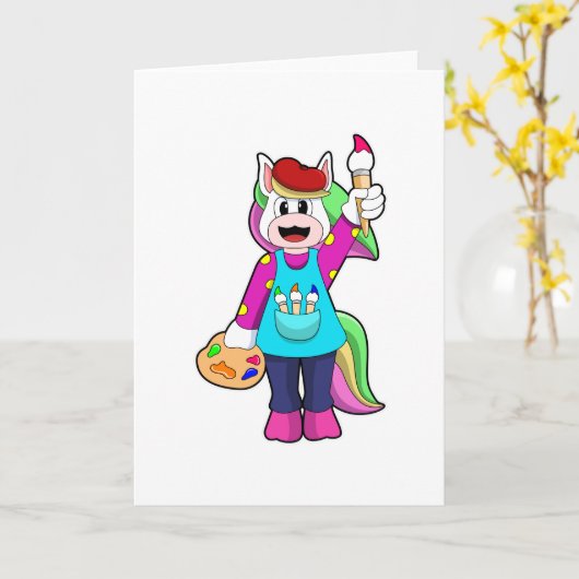 Eenhoorn als Schilder Kaart (Gele Bloem)