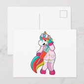 Eenhoorn als verpleegster bij vaccinatie en inject briefkaart (Voorkant / Achterkant)