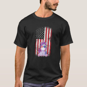 Eenhoorn American Flag Boys Meisjes Mannen Vrouwen T-shirt