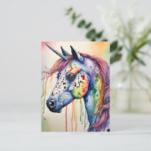 Eenhoorn Appaloosa Waterverf Briefkaart (Staand voorkant)