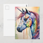 Eenhoorn Appaloosa Waterverf Briefkaart (Voorkant / Achterkant)