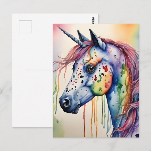 Eenhoorn Appaloosa Waterverf Briefkaart (Voorkant / Achterkant)