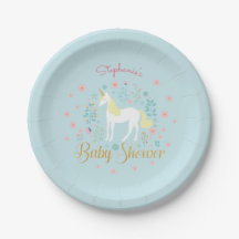  Eenhoorn Aqua Gold Glitter Baby shower