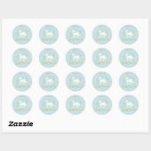  Eenhoorn Aqua Gold Glitter Baby shower Ronde Sticker (Vel)