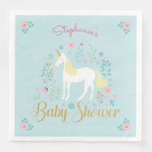  Eenhoorn Aqua Gold Glitter Baby shower