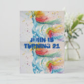 Eenhoorn aquarel betekent 21e verjaardag uitnodigi kaart (Staand voorkant)