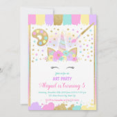 Eenhoorn Art Party Verjaardag Uitnodiging, Eenhoor Kaart (Voorkant)